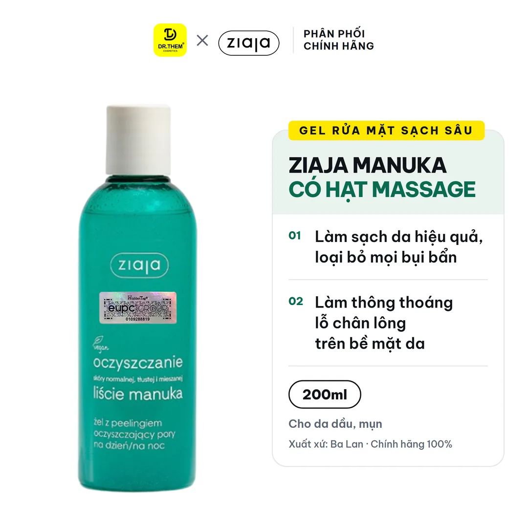 Gel Rửa Mặt Sạch Sâu, Điều Hòa Tuyến Bã Nhờn Ziaja Manuka Tree Purifying Normalising Cleansing Gel 200ml 2