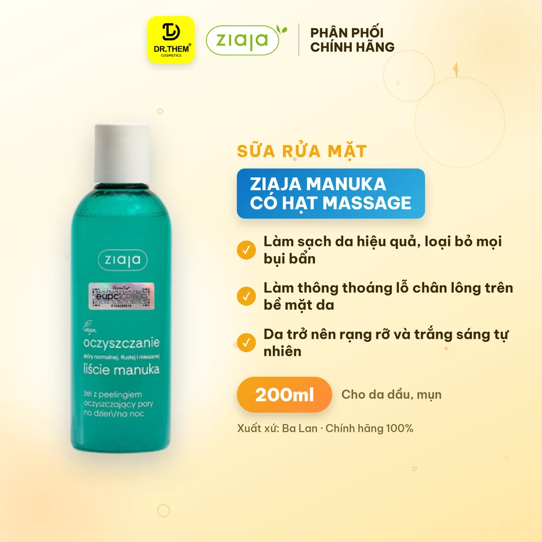 Gel Rửa Mặt Ziaja Manuka Tree Purifying Normalising Cleansing Gel Làm Sạch Sâu Điều Hòa Bã Nhờn 200ml 3