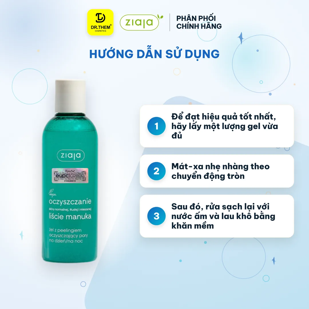 Gel Rửa Mặt Sạch Sâu, Điều Hòa Tuyến Bã Nhờn Ziaja Manuka Tree Purifying Normalising Cleansing Gel 200ml 3