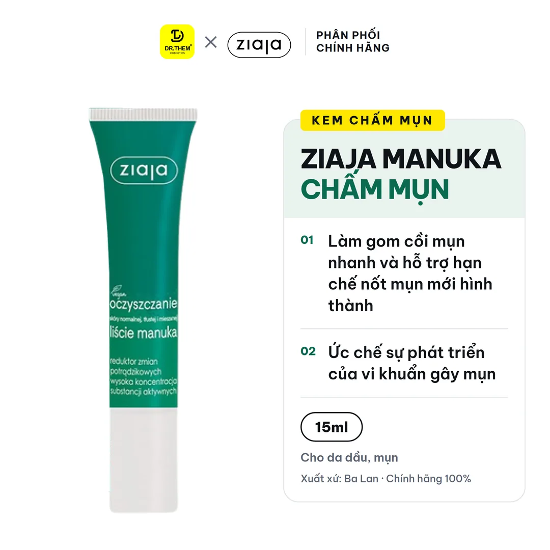 Kem Chấm Mụn Ziaja Manuka Tree Reduktor Zmian Potradzikowych Hỗ Trợ Giảm Mụn Nồng Độ Hoạt Chất Cao 15ml 2
