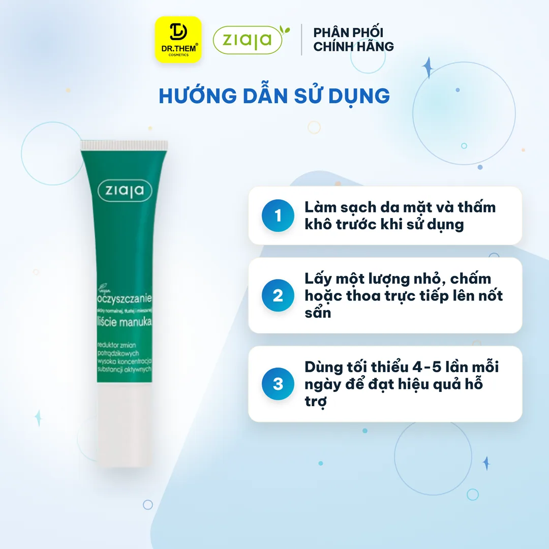 Kem Chấm Mụn Ziaja Manuka Tree Reduktor Zmian Potradzikowych Hỗ Trợ Giảm Mụn Nồng Độ Hoạt Chất Cao 15ml 5