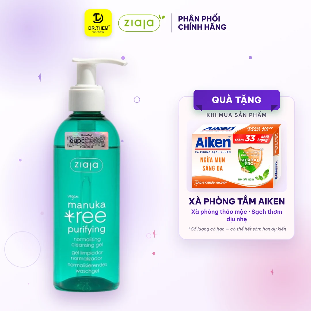 Gel Rửa Mặt Ziaja Manuka Tree Purifying Normalising Cleansing Gel Làm Sạch Sâu Điều Hòa Bã Nhờn 200ml - Dạng Gel (Vòi Nhấn)