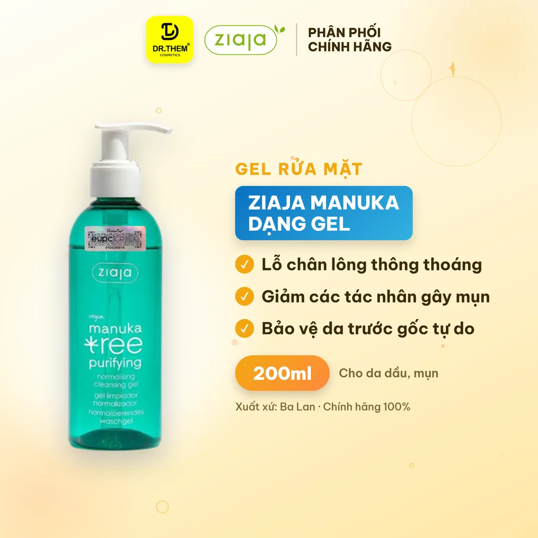 Gel Rửa Mặt Ziaja Manuka Tree Purifying Normalising Cleansing Gel Làm Sạch Sâu Điều Hòa Bã Nhờn 200ml