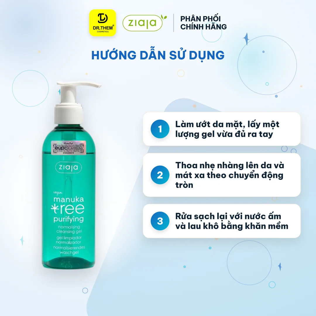 Gel Rửa Mặt Ziaja Manuka Tree Purifying Normalising Cleansing Gel Làm Sạch Sâu Điều Hòa Bã Nhờn 200ml 3