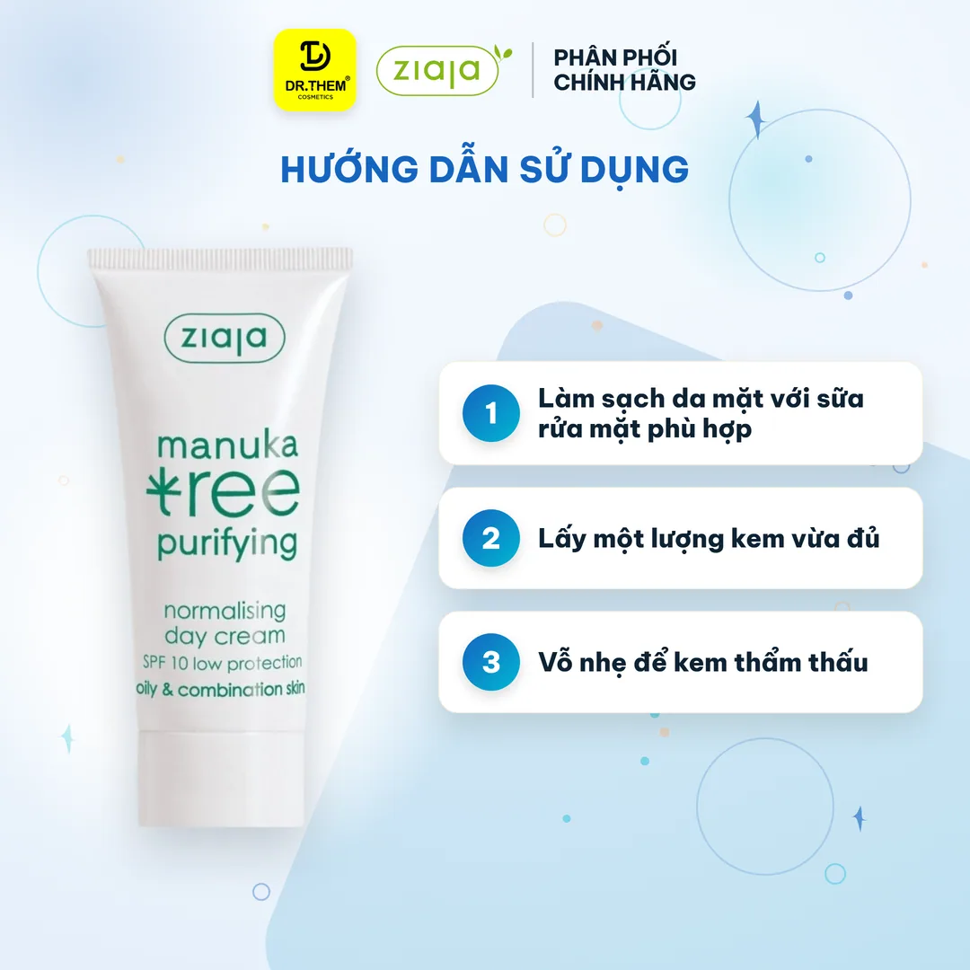 Kem Dưỡng Ngày Ziaja Manuka Tree Purifying Normalising Day Cream Kiềm Dầu Cân Bằng Cho Da Dầu Mụn 50ml 3