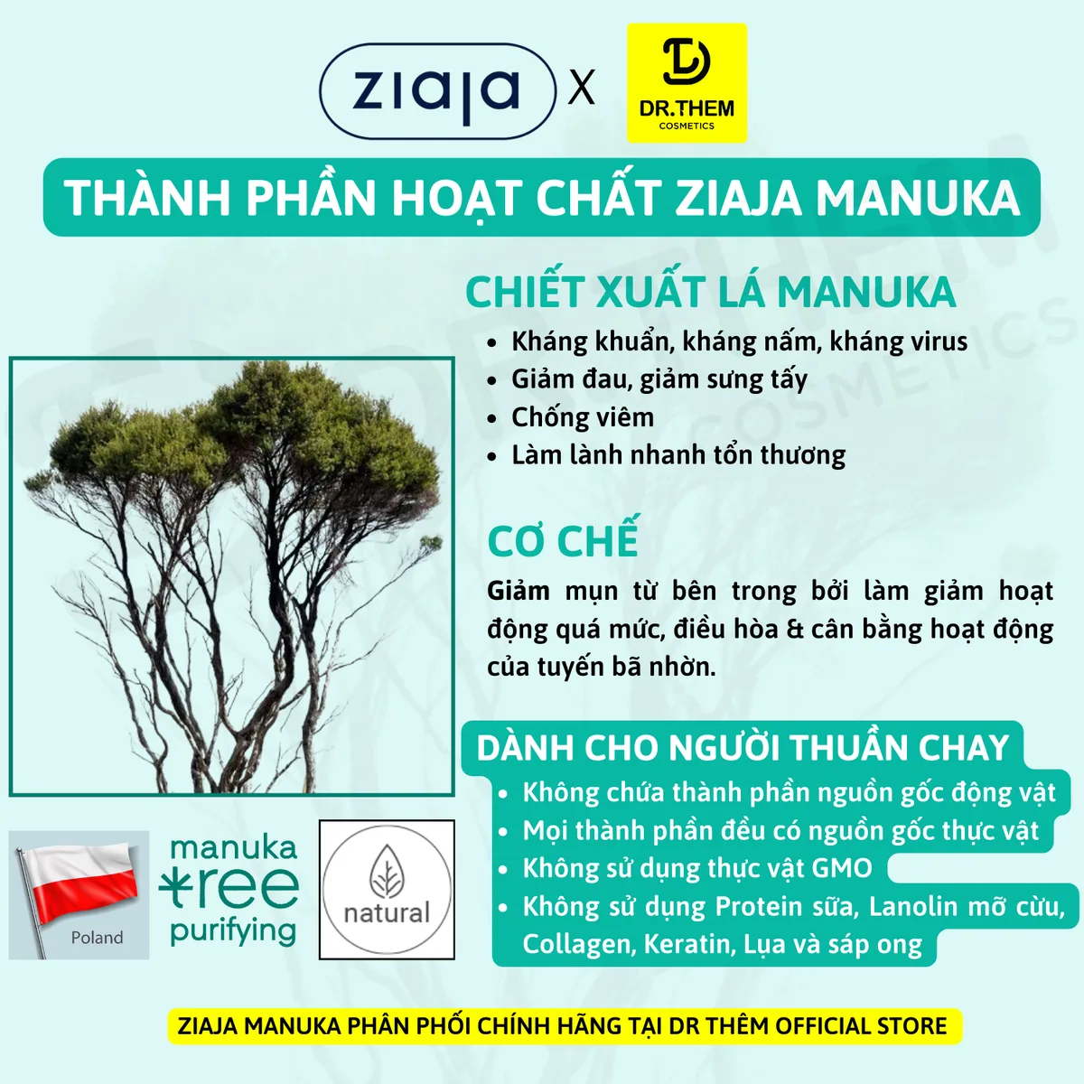 Toner Xịt Khoáng Ziaja Manuka Tree Purifying Astringent Face Se Khít Lỗ Chân Lông Cho Da Dầu Mụn 200ml 6