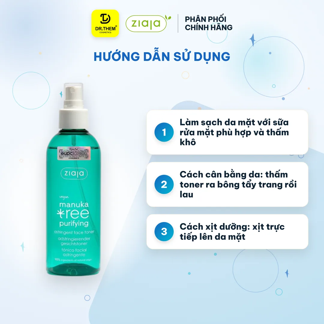 Toner Xịt Khoáng Ziaja Manuka Tree Purifying Astringent Face Se Khít Lỗ Chân Lông Cho Da Dầu Mụn 200ml 4