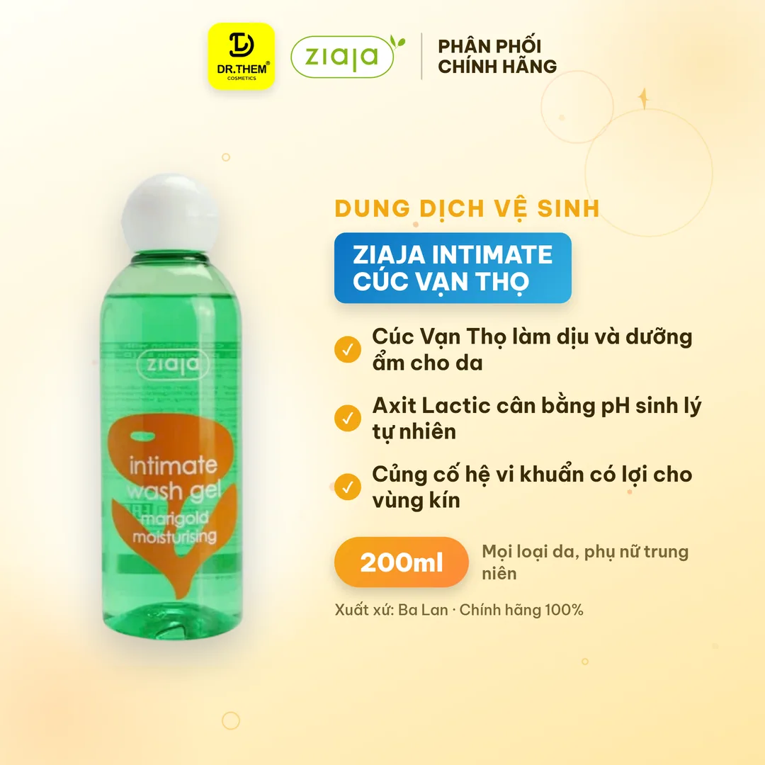 Dung Dịch Vệ Sinh Phụ Nữ Ziaja Intimate Cúc Vạn Thọ Thơm Mát Dịu Nhẹ Cân Bằng pH 200ml