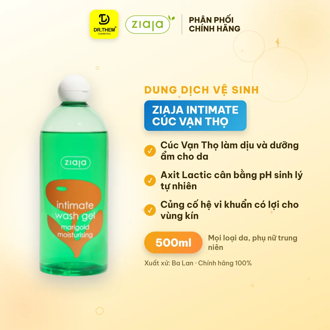 Dung Dịch Vệ Sinh Phụ Nữ Ziaja Intimate Cúc Vạn Thọ Thơm Mát Dịu Nhẹ Cân Bằng pH 500ml