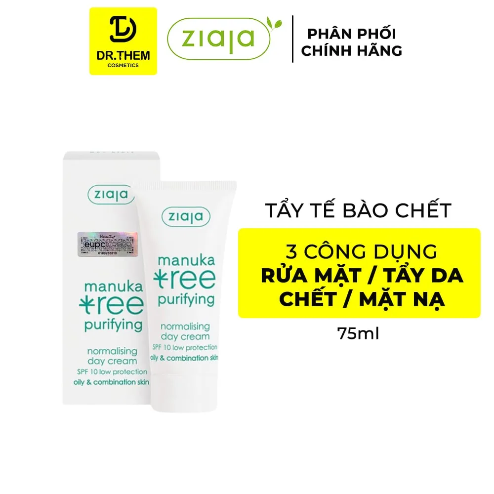 Tẩy Tế Bào Chết Mặt Nạ 3in1 Ziaja Manuka Tree Purifying Deeply Cleansing Peeling Paste Cho Da Dầu Mụn 75ml