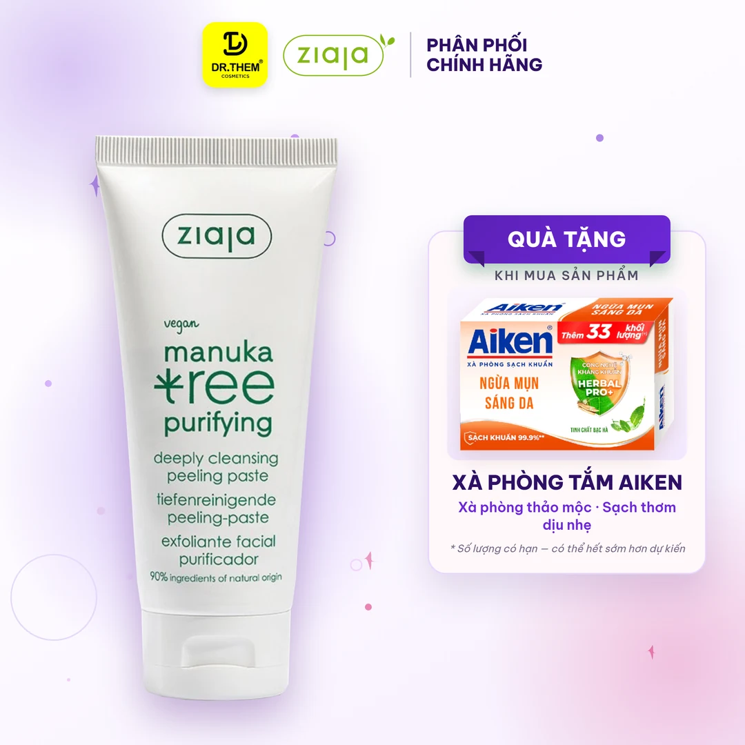 Tẩy Tế Bào Chết Mặt Nạ 3in1 Ziaja Manuka Tree Purifying Deeply Cleansing Peeling Paste Cho Da Dầu Mụn 75ml