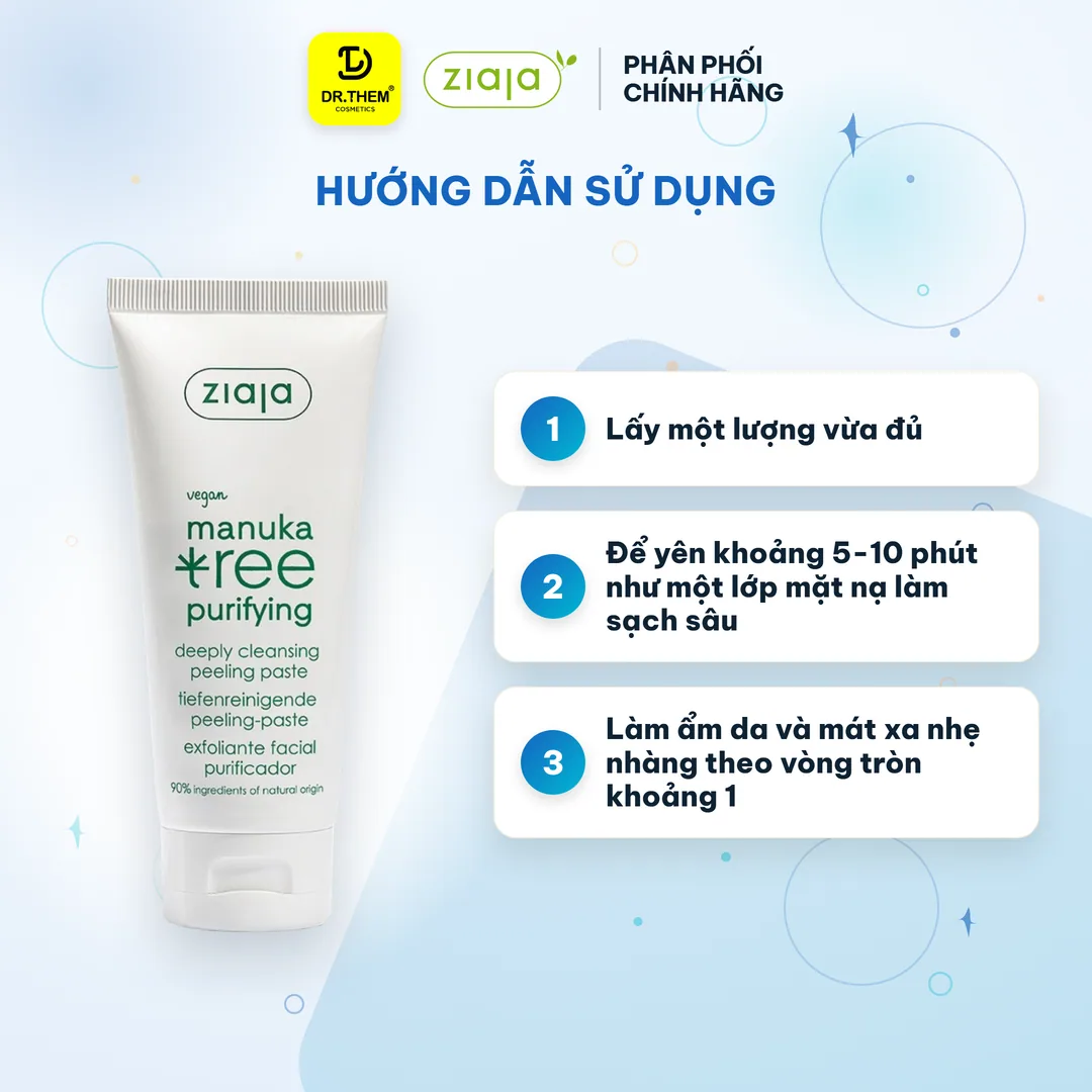 Tẩy Tế Bào Chết Mặt Nạ 3in1 Ziaja Manuka Tree Purifying Deeply Cleansing Peeling Paste Cho Da Dầu Mụn 75ml 4