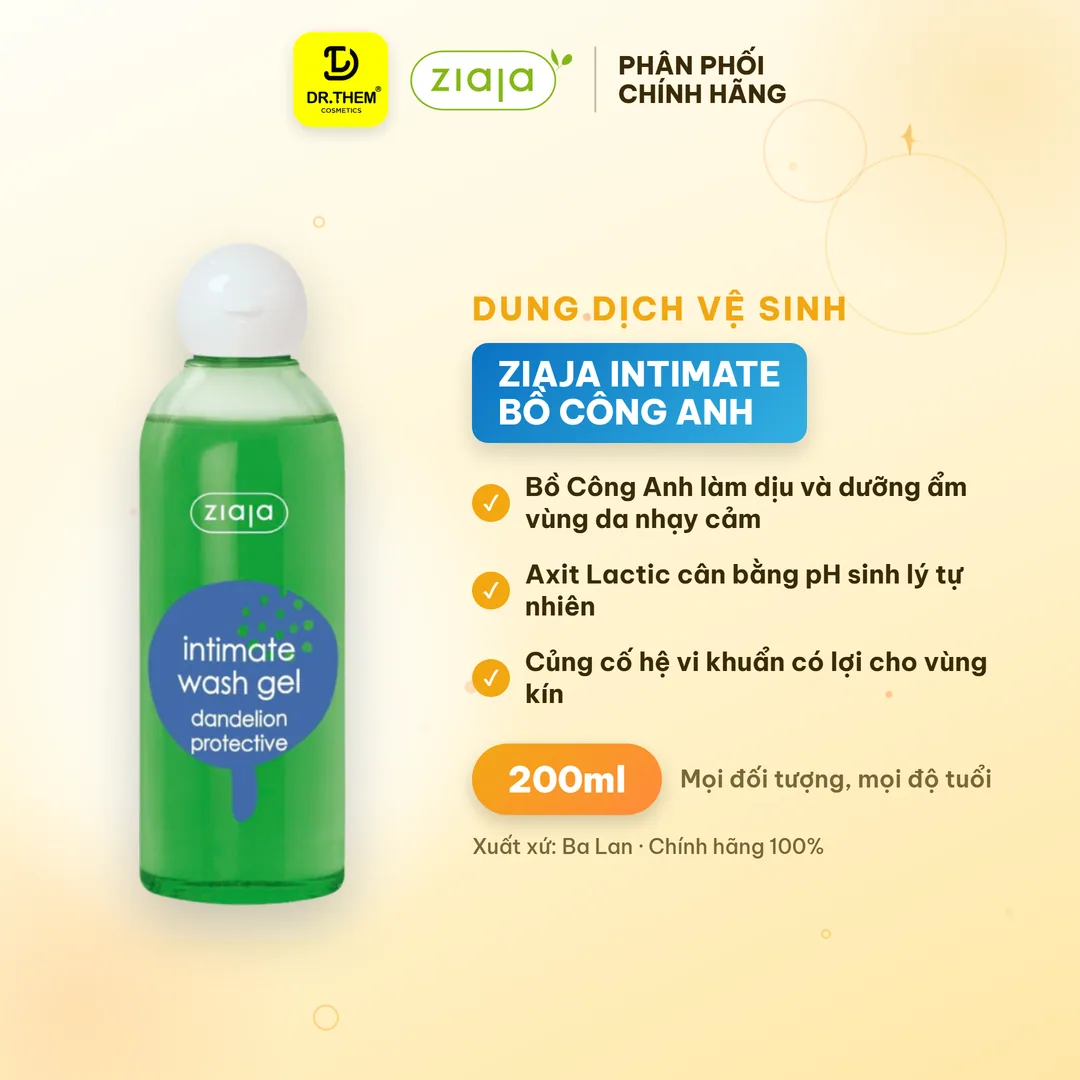 Dung Dịch Vệ Sinh Phụ Nữ Ziaja Intimate Bồ Công Anh Thơm Mát Dịu Nhẹ 200ml