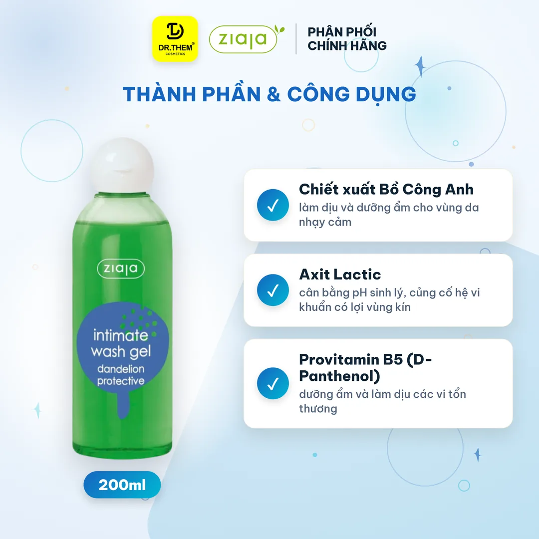 Dung Dịch Vệ Sinh Phụ Nữ Ziaja Intimate Bồ Công Anh Thơm Mát Dịu Nhẹ 200ml 2