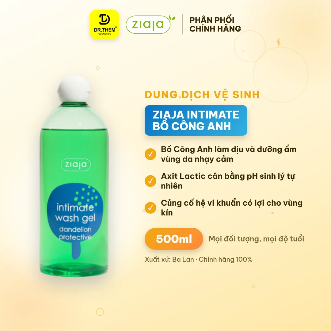 Dung Dịch Vệ Sinh Phụ Nữ Ziaja Intimate Bồ Công Anh Thơm Mát Dịu Nhẹ 500ml