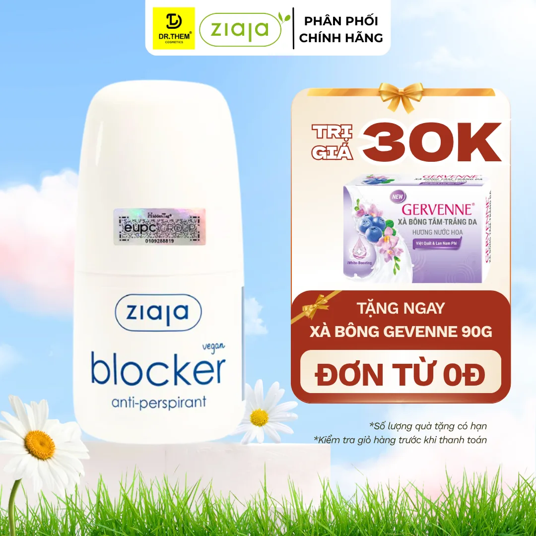 Lăn Khử Mùi Ziaja Blocker Anti-Perspirant Kiểm Soát Mồ Hôi Vùng Nách Thấm Nhanh Không Để Lại Vệt 60ml