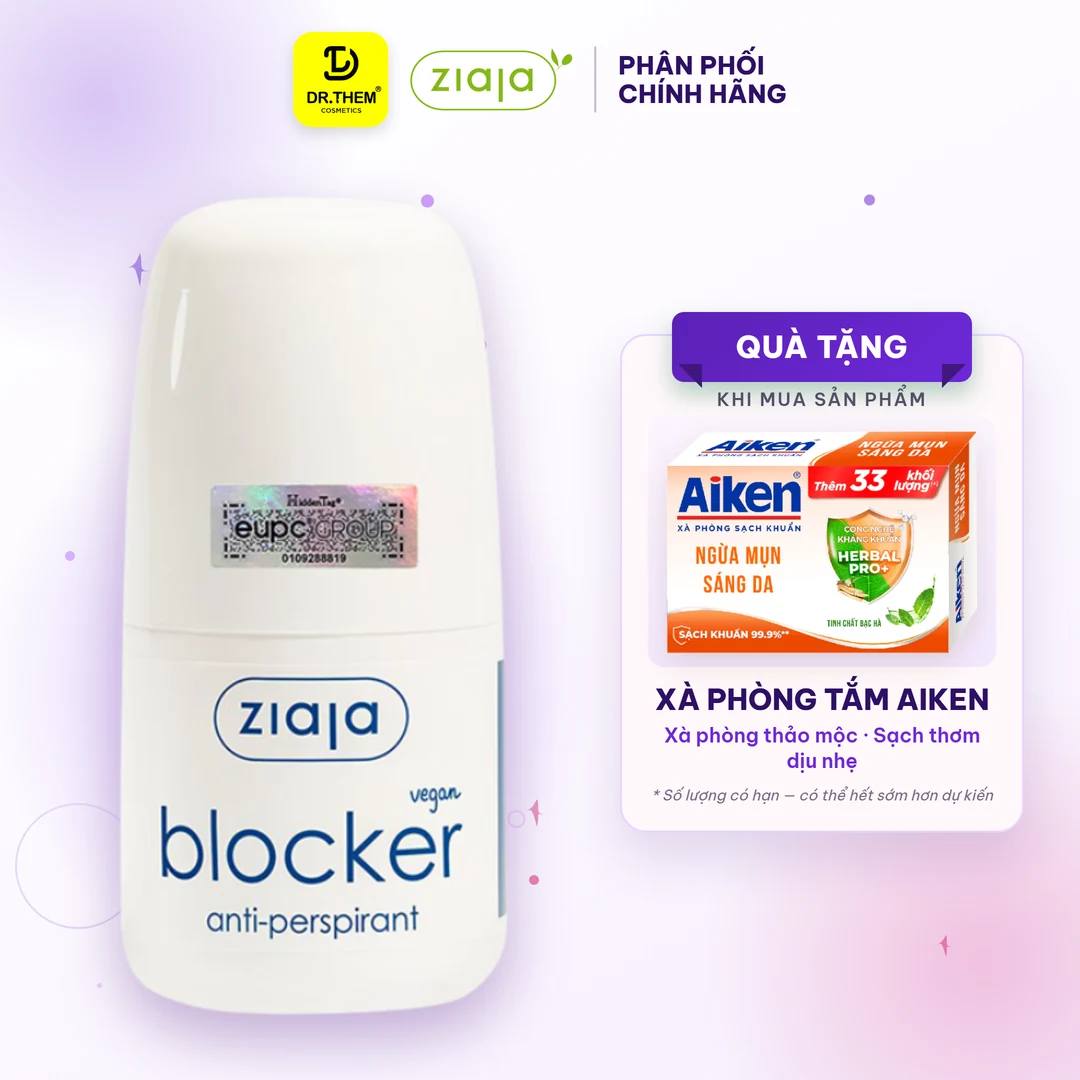 Lăn Khử Mùi Ziaja Blocker Anti-Perspirant Kiểm Soát Mồ Hôi Vùng Nách Thấm Nhanh Không Để Lại Vệt 60ml