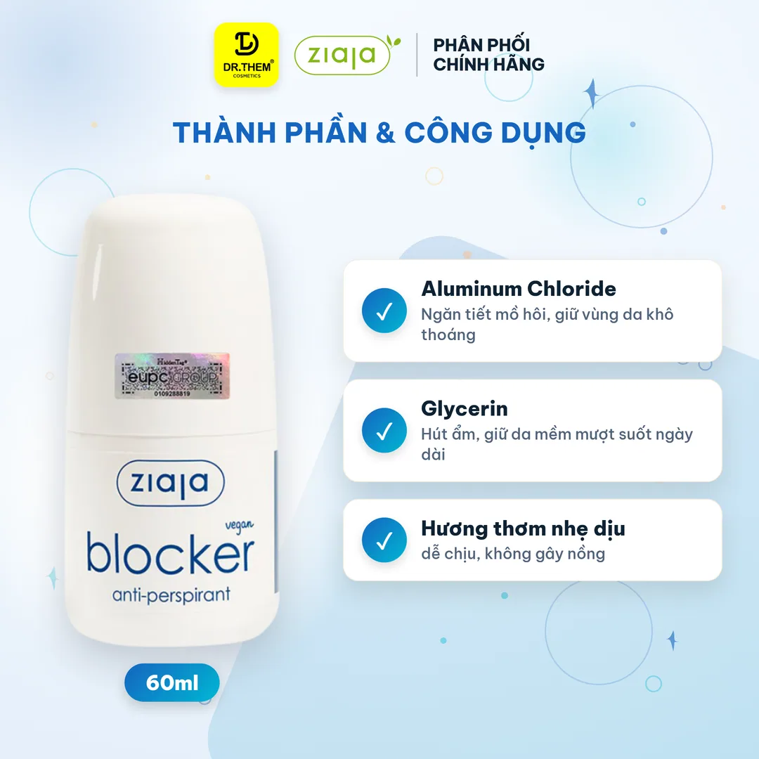 Lăn Khử Mùi Ziaja Blocker Anti-Perspirant Kiểm Soát Mồ Hôi Vùng Nách Thấm Nhanh Không Để Lại Vệt 60ml 4