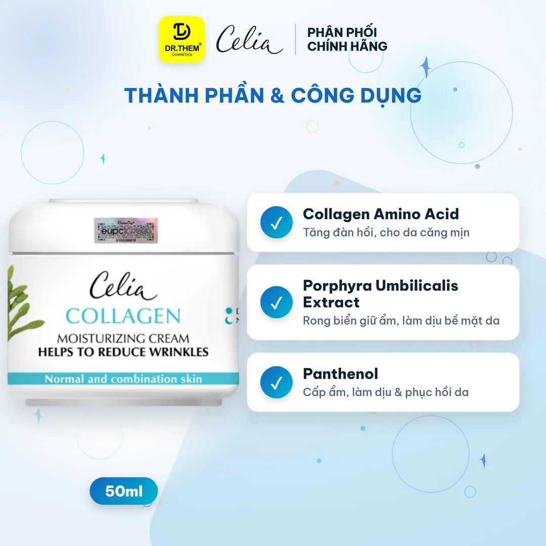 Kem Dưỡng Ẩm Celia Collagen Moisturizing Cream Hỗ Trợ Làm Mờ Nếp Nhăn Cho Da Khô Lão Hóa 50ml 4