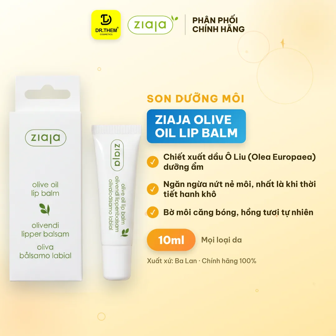 Son Dưỡng Môi Ziaja Olive Oil Lip Balm Dầu Ô Liu Dưỡng Ẩm Ngừa Khô Nứt Nẻ Cho Bờ Môi Hồng Tự Nhiên 10ml