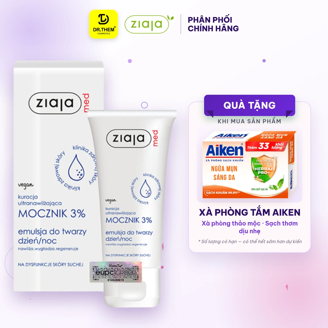 Nhũ Tương Ziaja Med 3% Urea Emulsion Mềm Da Dưỡng Ẩm Phục Hồi Hàng Rào Bảo Vệ Cho Da Khô Nhạy Cảm 50ml
