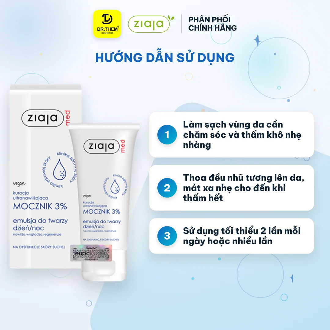 Nhũ Tương Ziaja Med 3% Urea Emulsion Mềm Da Dưỡng Ẩm Phục Hồi Hàng Rào Bảo Vệ Cho Da Khô Nhạy Cảm 50ml 5