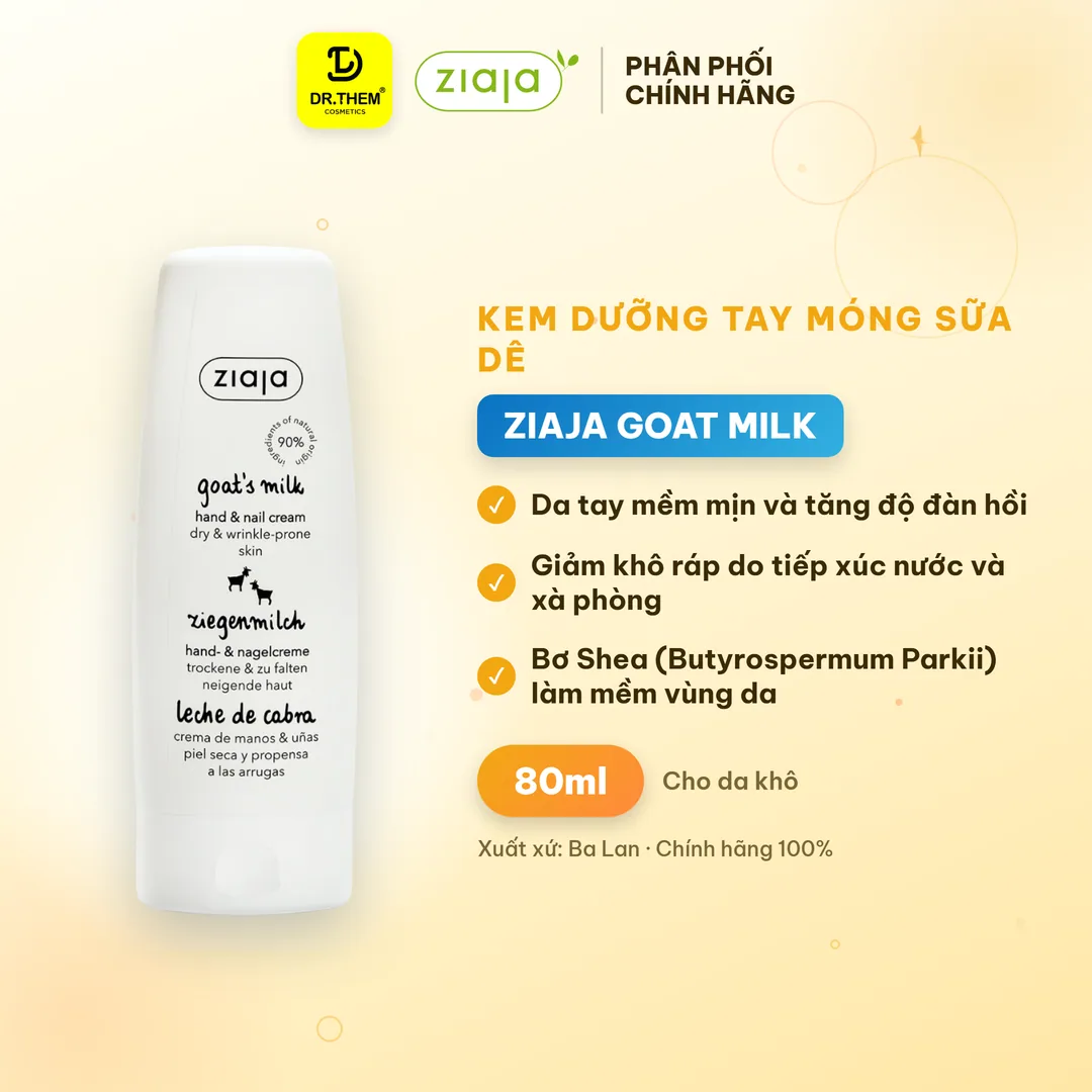 Kem Dưỡng Tay Móng Sữa Dê Ziaja Goat Milk Hand And Nail Cream Dưỡng Ẩm Làm Mềm Da Tay Cho Da Khô Thô Ráp 80ml