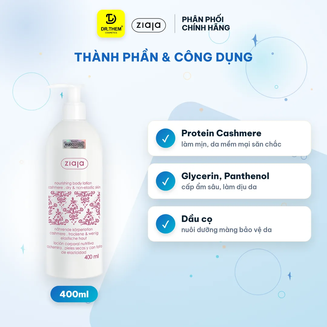 Sữa Dưỡng Thể Ziaja Nourishing Body Lotion Cashmere Hương Nước Hoa Dưỡng Ẩm Mượt Da Cho Da Khô 400ml 3