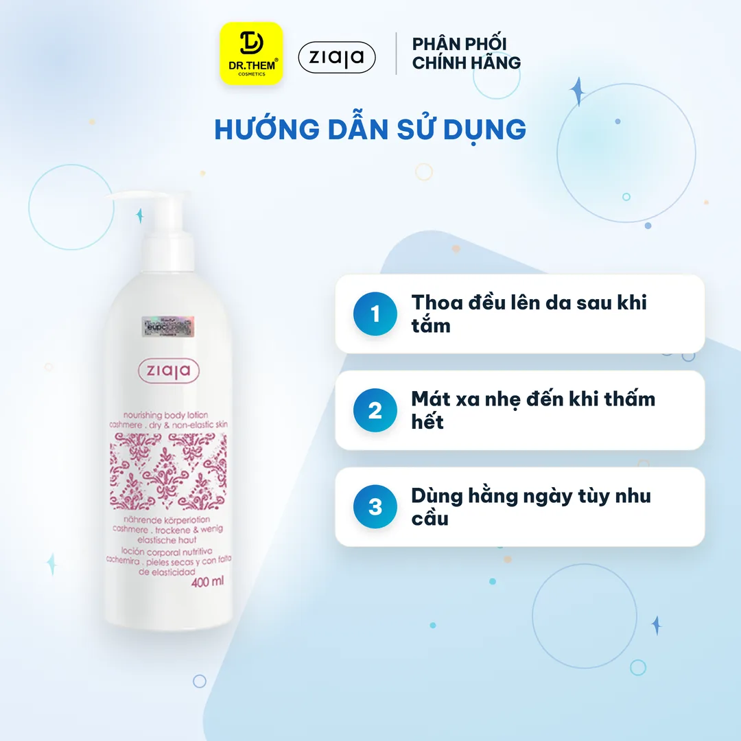 Sữa Dưỡng Thể Ziaja Nourishing Body Lotion Cashmere Hương Nước Hoa Dưỡng Ẩm Mượt Da Cho Da Khô 400ml 4