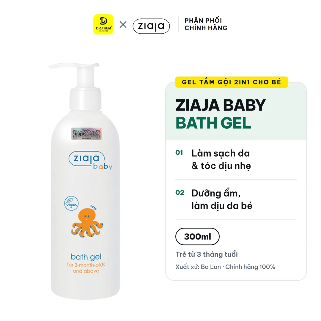Gel Tắm Gội 2in1 Ziaja Baby Bath Gel Dịu Nhẹ Dưỡng Ẩm Cho Trẻ Từ 3 Tháng Tuổi 300ml 2