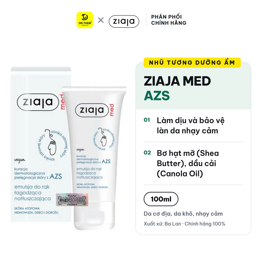 Nhũ Tương Dịu Nhẹ Dưỡng Ẩm Toàn Thân Ziaja Med AZS Cho Da Cơ Địa, Da Khô, Nhạy Cảm 100ml 2