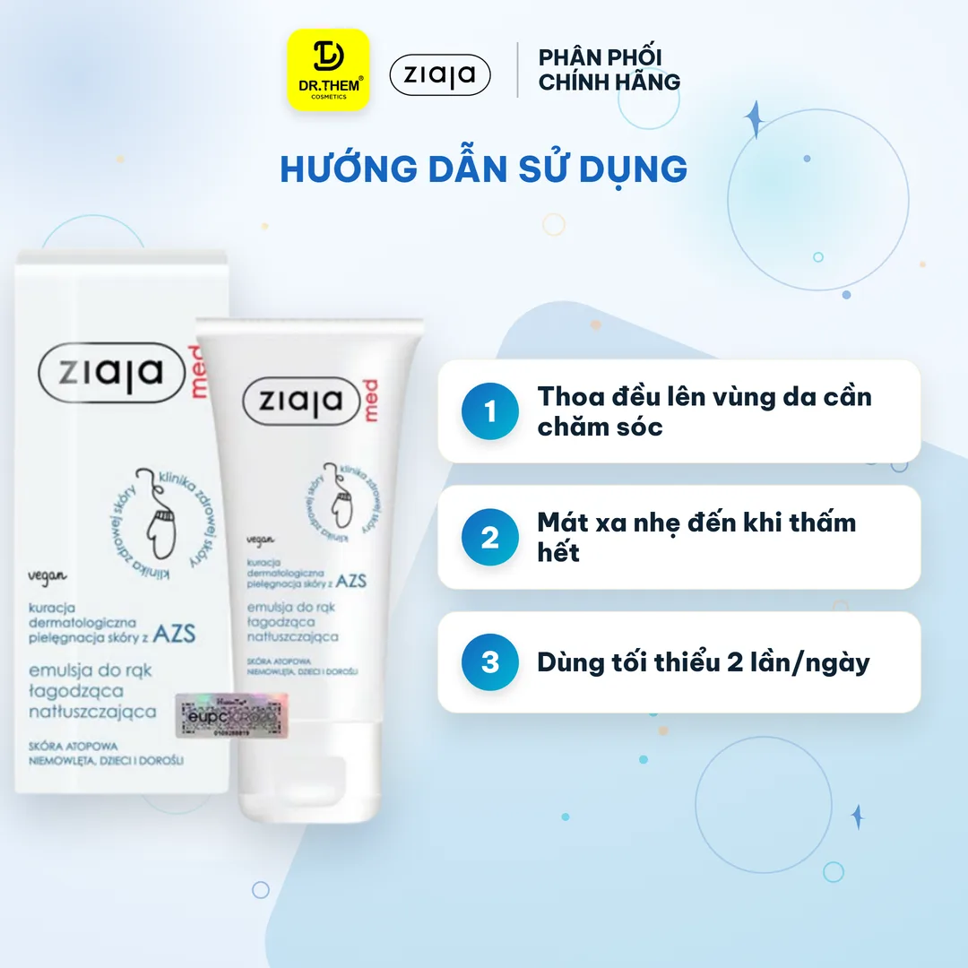 Nhũ Tương Dịu Nhẹ Dưỡng Ẩm Toàn Thân Ziaja Med AZS Cho Da Cơ Địa, Da Khô, Nhạy Cảm 100ml 4