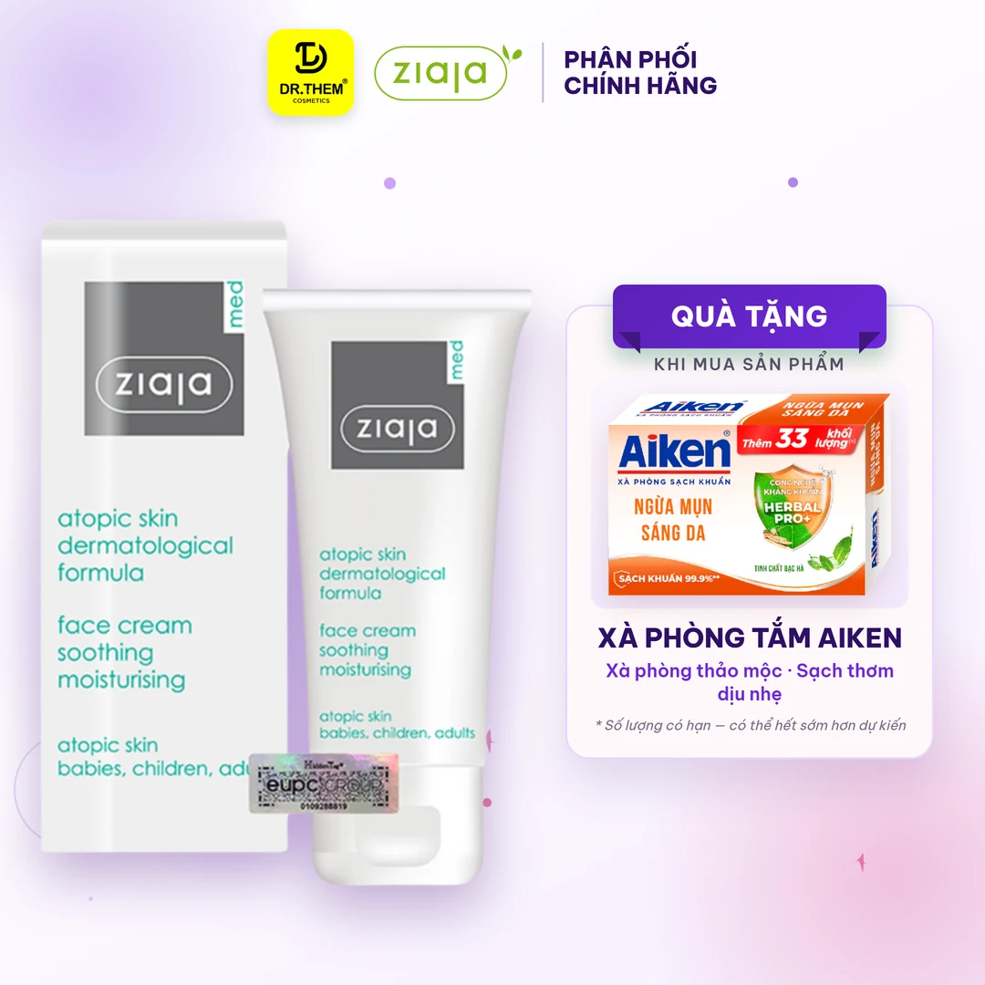 Kem Dưỡng Ziaja Med Atopic Skin Dermatological Formula Face Cream 5% Urê Dịu Nhẹ Dưỡng Ẩm Cho Da Khô 50ml