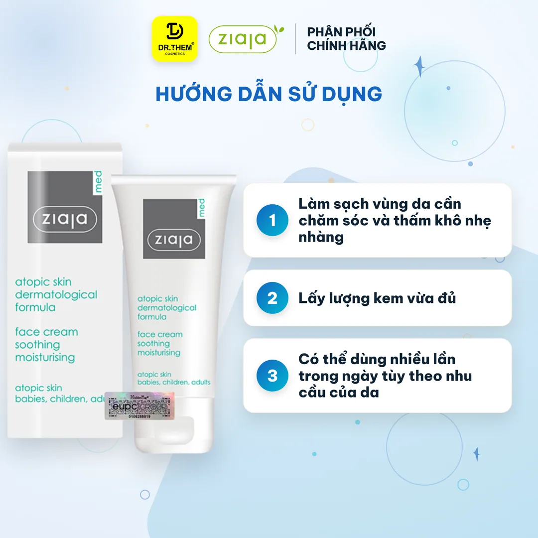 Kem Dưỡng Ziaja Med Atopic Skin Dermatological Formula Face Cream 5% Urê Dịu Nhẹ Dưỡng Ẩm Cho Da Khô 50ml 5