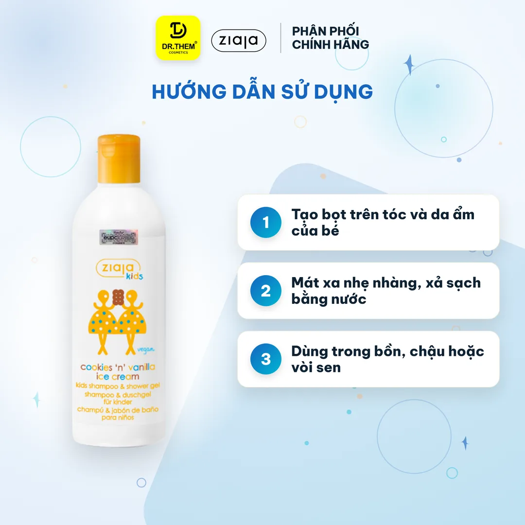 Tắm Gội 2in1 Ziaja Kids Hương Bánh Quy Kem Vani Làm Sạch Dịu Nhẹ Dưỡng Ẩm Cho Trẻ Từ 3 Tuổi 400ml 4