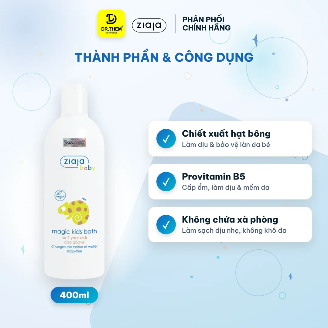 Sữa Tắm Ziaja Baby Magic Kids Bath Đổi Màu Nước Tắm Dịu Nhẹ Dưỡng Ẩm Cho Trẻ Từ 12 Tháng Tuổi 400ml 3
