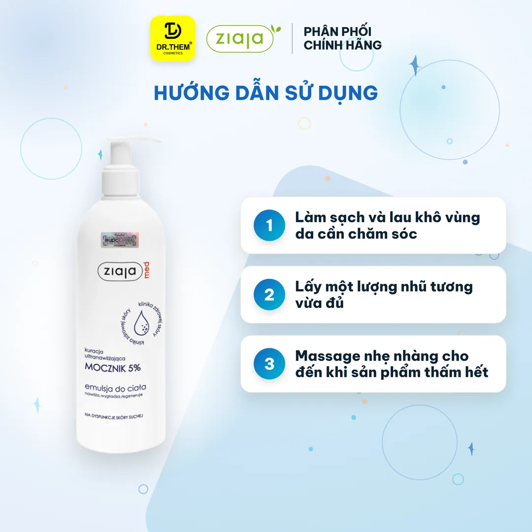 Nhũ Tương Dưỡng Ẩm Toàn Thân Ziaja Med Mocznik 5% Urea Làm Mềm Tái Tạo Da Khô Nứt Nẻ 400ml 3
